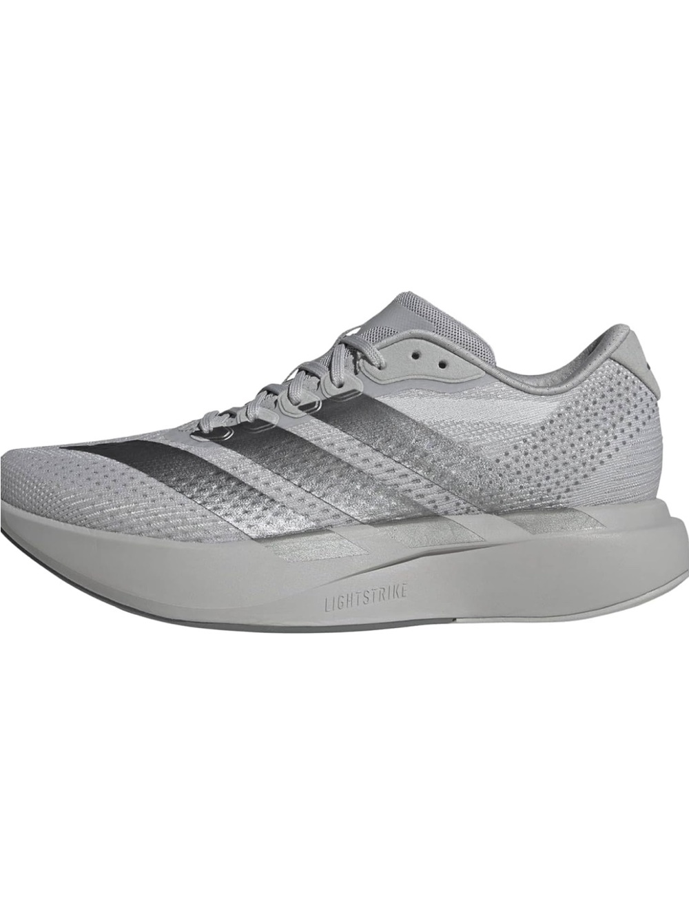 adidas Men's Light Grey Mesh Running Shoe with Metallic Stripes